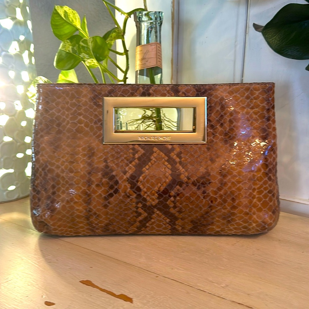 Michael Kors Python Leather Clutch - image 1